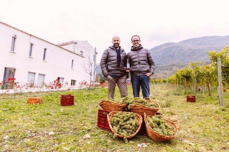 Niko Romito e Andrea Di Fabio, direttore generale Feudo Antico, presentano il nuovo Pecorino